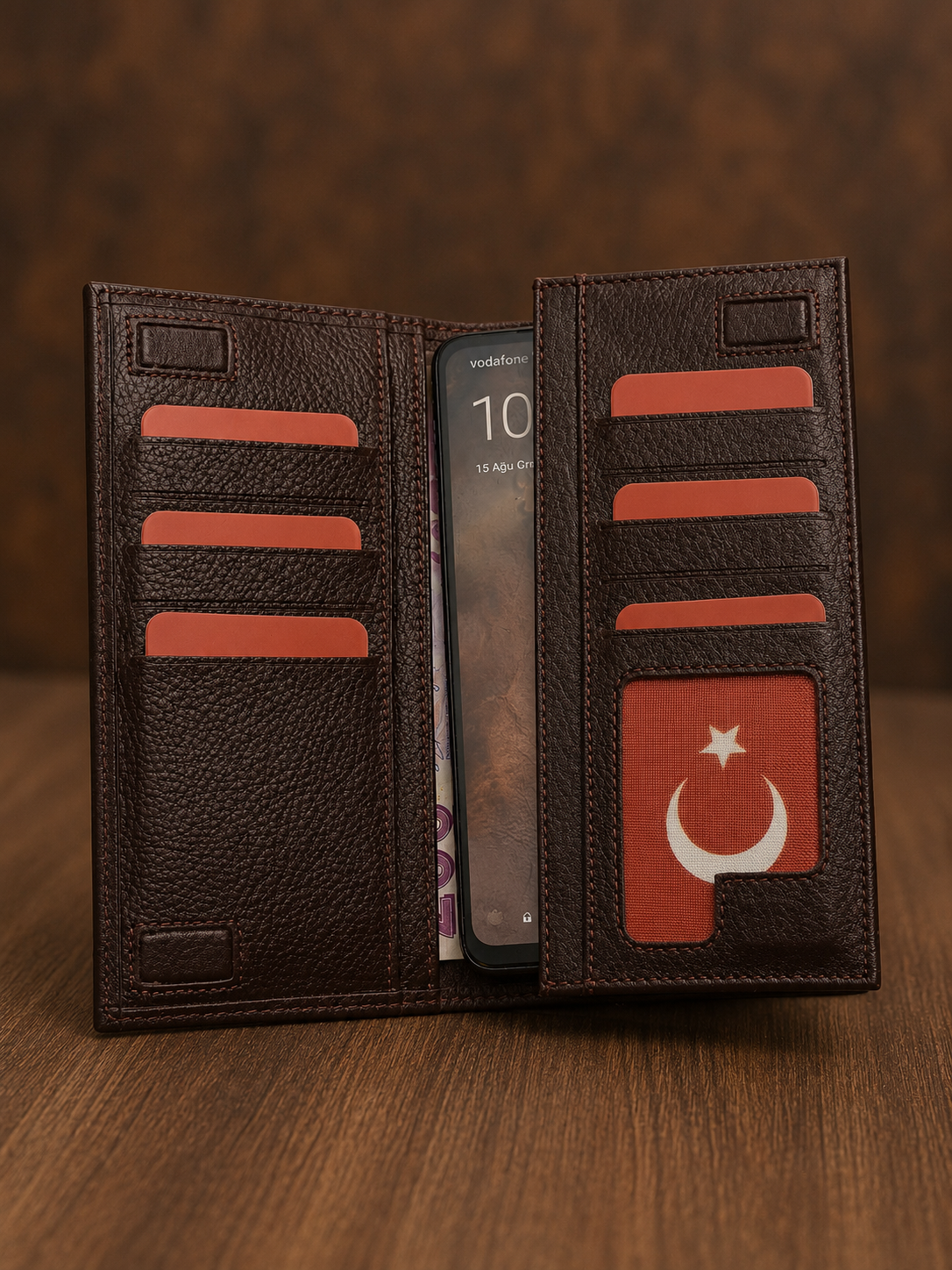 Andianora™ Kişiye Özel İsim Baskılı Hakiki Deri Portföy Cüzdan