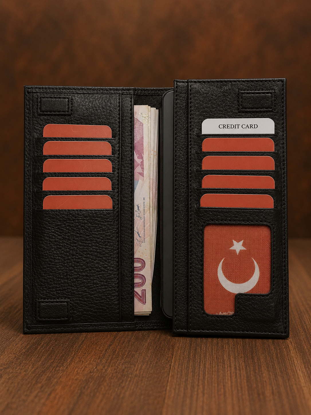 Andianora™ Kişiye Özel İsim Baskılı Hakiki Deri Portföy Cüzdan